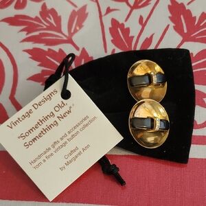 Handmade Vintage Gold and Black Earrings